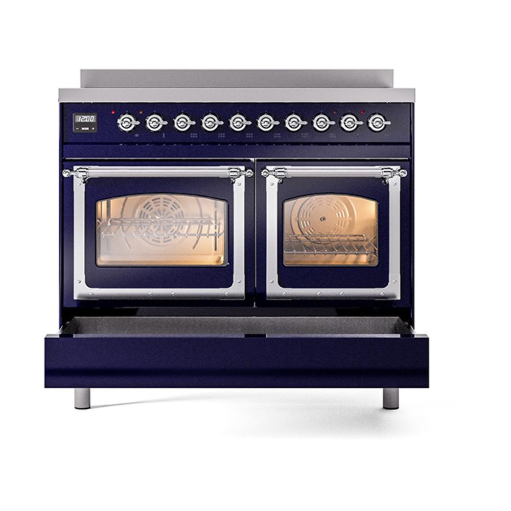 Ilve UNDI406NMPMBC Ilve Undi406Nmpmbc Nostalgie Ii Noblesse 40" Induction Range (Triple Glass Door, Midnight Blue, Chrome)