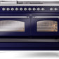 Ilve UP60FSNMPMBC Nostalgie Ii 60 Inch Dual Fuel Natural Gas Freestanding Range In Blue With Chrome Trim