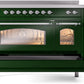 Ilve UPI486NMPEGC Nostalgie Ii 48 Inch Electric Freestanding Range In Emerald Green With Chrome Trim