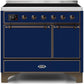 Ilve UMDI10QNS3MBB Majestic Ii 40 Inch Electric Freestanding Range In Blue With Bronze Trim