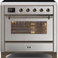 Ilve UMI09NS3SSB Majestic Ii 36 Inch Electric Freestanding Range In Stainless Steel With Bronze Trim