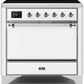 Ilve UMI09QNS3WHC Majestic Ii 36 Inch Electric Freestanding Range In White With Chrome Trim