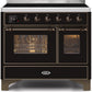 Ilve UMDI10NS3BKB Majestic Ii 40 Inch Electric Freestanding Range In Glossy Black With Bronze Trim