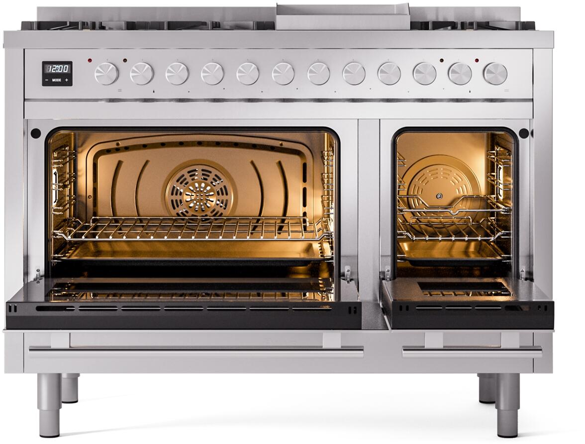 Ilve UP48FWMPSS Professional Plus Ii 48 Inch Dual Fuel Natural Gas Freestanding Range In Stainless Steel With Trim