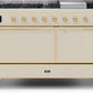 Ilve UM15FDQNS3AWG Majestic Ii 60 Inch Dual Fuel Natural Gas Freestanding Range In Antique White With Brass Trim