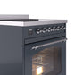 Ilve UPI304NMPBGC Nostalgie Ii 30 Inch Electric Freestanding Range In Blue Grey With Chrome Trim