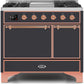 Ilve UMD10FDQNS3MGPLP Majestic Ii 40 Inch Dual Fuel Liquid Propane Freestanding Range In Matte Graphite With Copper Trim