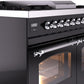 Ilve UPD40FNMPBKC Nostalgie Ii 40 Inch Dual Fuel Natural Gas Freestanding Range In Glossy Black With Chrome Trim