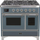 Ilve UMD10FDNS3BGCLP Majestic Ii 40 Inch Dual Fuel Liquid Propane Freestanding Range In Blue Grey With Chrome Trim