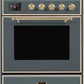 Ilve UM30DNE3BGG Majestic Ii 30 Inch Dual Fuel Natural Gas Freestanding Range In Blue Grey With Brass Trim