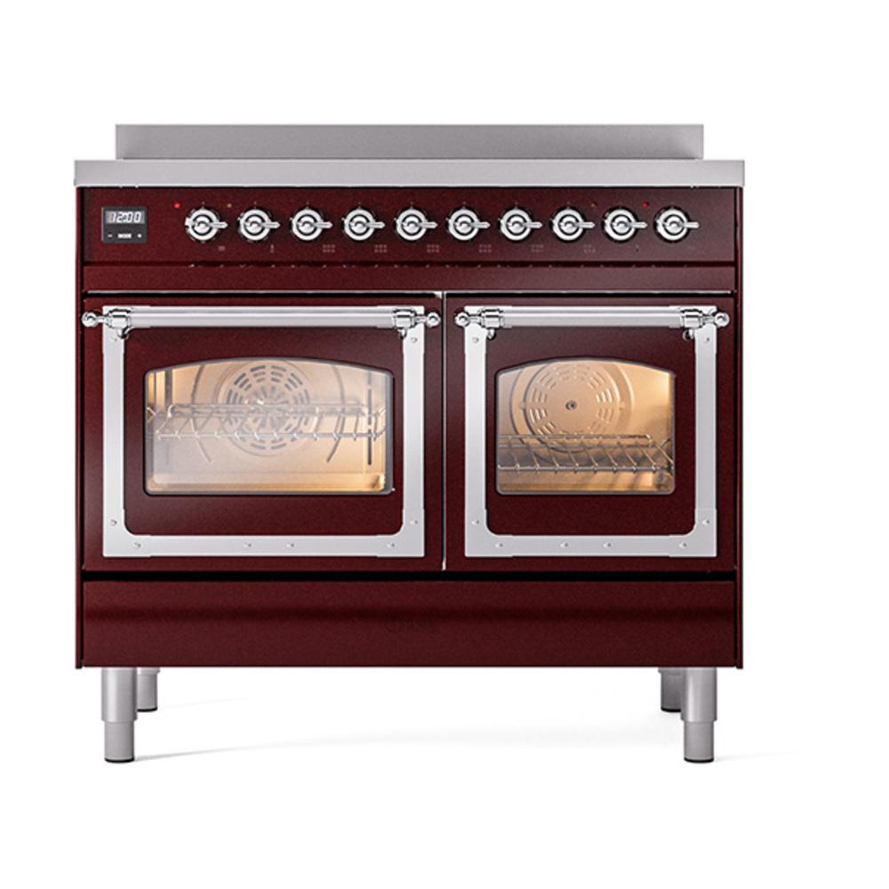 Ilve UNDI406NMPBUC Ilve Undi406Nmpbuc Nostalgie Ii Noblesse 40" Induction Range (Triple Glass Door, Burgundy, Chrome)