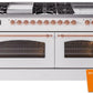 Ilve UP60FSNMPRAP Nostalgie Ii 60 Inch Dual Fuel Natural Gas Freestanding Range In Ral Custom Color With Copper Trim