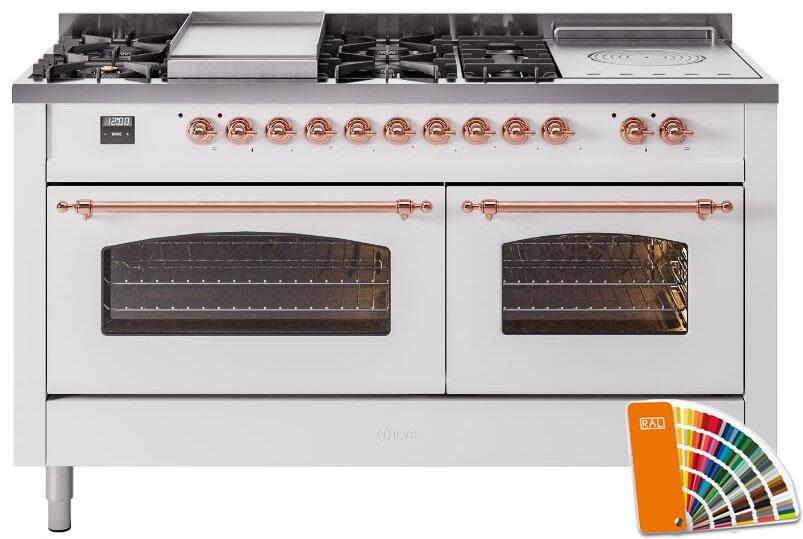 Ilve UP60FSNMPRAP Nostalgie Ii 60 Inch Dual Fuel Natural Gas Freestanding Range In Ral Custom Color With Copper Trim