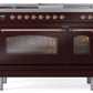 Ilve UP48FSNMPBUPLP Nostalgie Ii 48 Inch Dual Fuel Liquid Propane Freestanding Range In Burgundy With Copper Trim