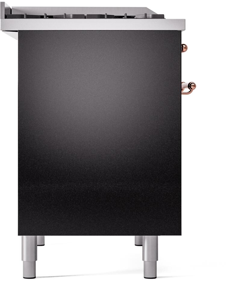 Ilve UPD40FNMPBKP Nostalgie Ii 40 Inch Dual Fuel Natural Gas Freestanding Range In Glossy Black With Copper Trim