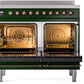 Ilve UPDI406NMPEGB Nostalgie Ii 40 Inch Electric Freestanding Range In Emerald Green With Bronze Trim