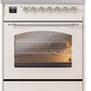 Ilve UP30NMPAWCLP Nostalgie Ii 30 Inch Dual Fuel Liquid Propane Freestanding Range In Antique White With Chrome Trim