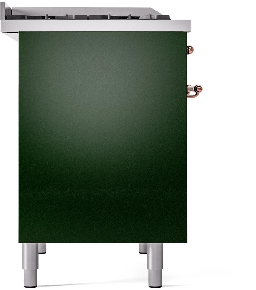 Ilve UPD40FNMPEGP Nostalgie Ii 40 Inch Dual Fuel Natural Gas Freestanding Range In Emerald Green With Copper Trim