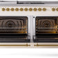 Ilve UP60FSNMPAWG Nostalgie Ii 60 Inch Dual Fuel Natural Gas Freestanding Range In Antique White With Brass Trim