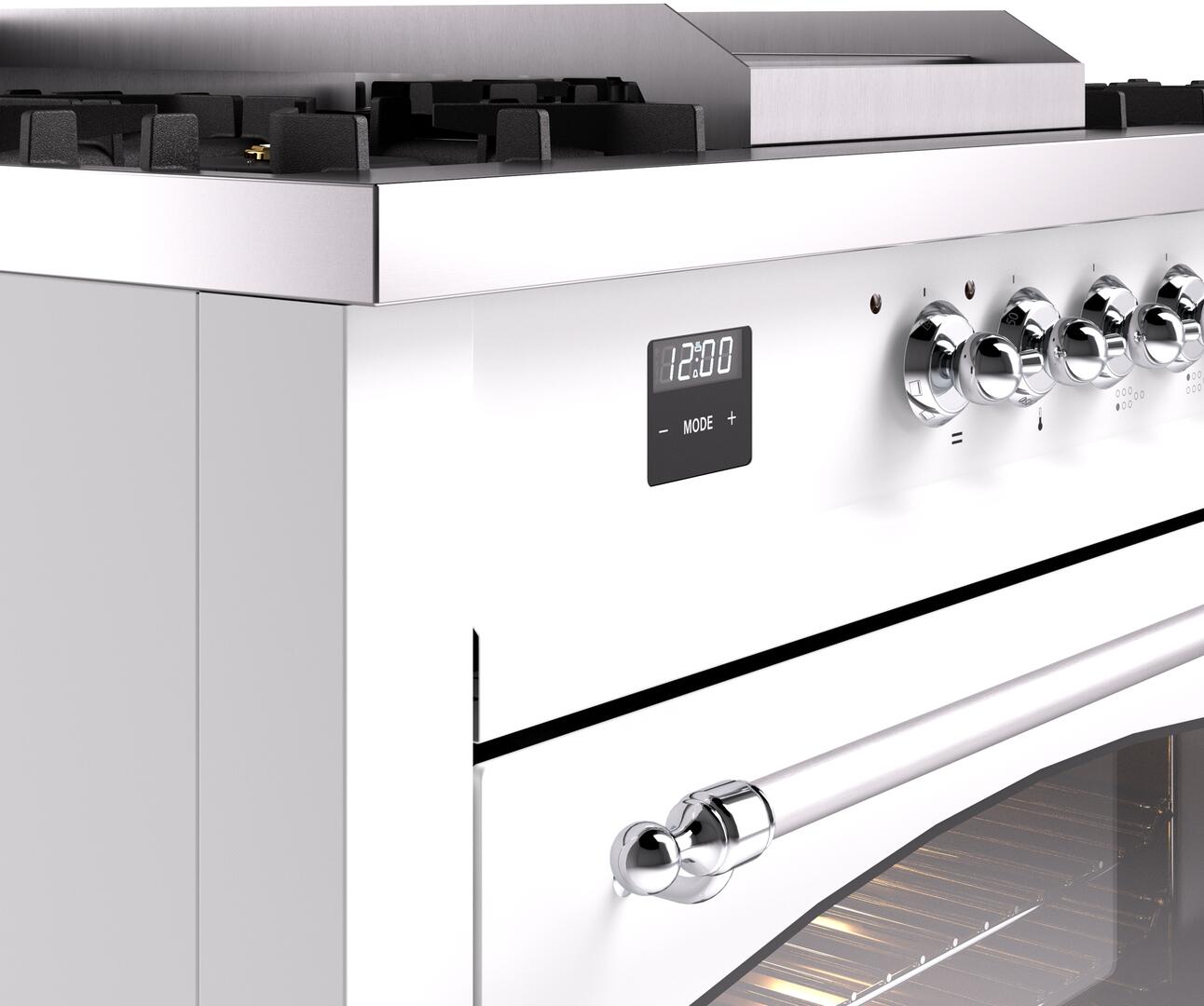 Ilve UP60FSNMPWHC Nostalgie Ii 60 Inch Dual Fuel Natural Gas Freestanding Range In White With Chrome Trim