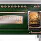 Ilve UPI486NMPEGP Nostalgie Ii 48 Inch Electric Freestanding Range In Emerald Green With Copper Trim