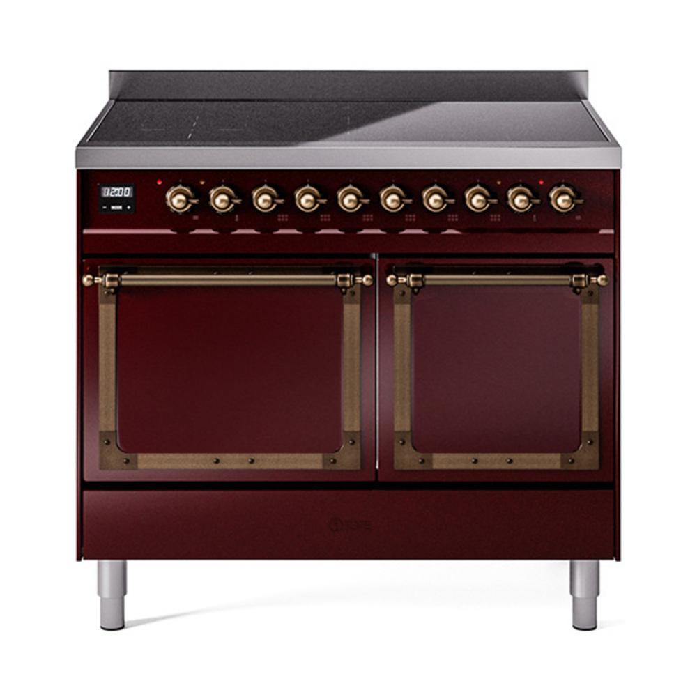 Ilve UNDI406QNMPBUB Ilve Undi406Qnmpbub Nostalgie Ii Noblesse 40" Induction Range (Solid Door, Burgundy, Burnished)