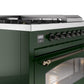 Ilve UP48FSNMPEGB Nostalgie Ii 48 Inch Dual Fuel Natural Gas Freestanding Range In Emerald Green With Bronze Trim