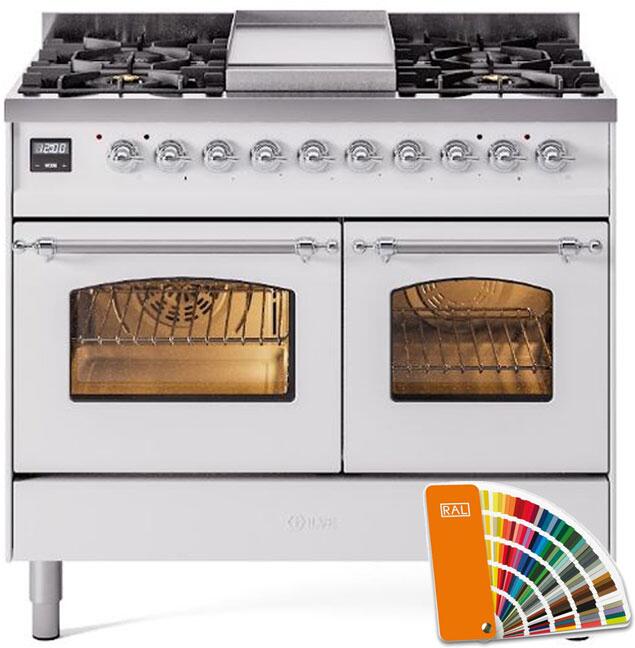 Ilve UPD40FNMPRAC Nostalgie Ii 40 Inch Dual Fuel Natural Gas Freestanding Range In Ral Custom Color With Chrome Trim