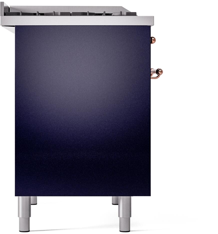 Ilve UPD40FNMPMBP Nostalgie Ii 40 Inch Dual Fuel Natural Gas Freestanding Range In Blue With Copper Trim