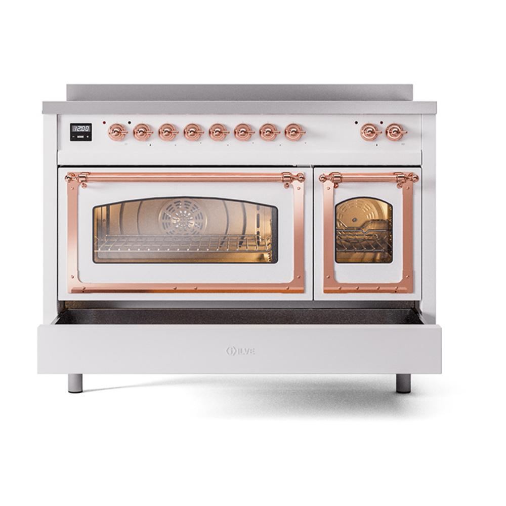 Ilve UNI486NMPWHP Ilve Uni486Nmpwhp Nostalgie Ii Noblesse 48" Induction Range (Triple Glass Door, White, Copper)