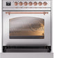 Ilve UP30NMPSSP Nostalgie Ii 30 Inch Dual Fuel Natural Gas Freestanding Range In Stainless Steel With Copper Trim