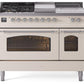 Ilve UP48FSNMPAWC Nostalgie Ii 48 Inch Dual Fuel Natural Gas Freestanding Range In Antique White With Chrome Trim