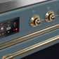 Ilve UM15FDNS3BGGLP Majestic Ii 60 Inch Dual Fuel Liquid Propane Freestanding Range In Blue Grey With Brass Trim