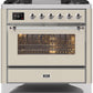 Ilve UM09FDNS3AWCLP Majestic Ii 36 Inch Dual Fuel Liquid Propane Freestanding Range In Antique White With Chrome Trim