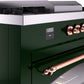 Ilve UP60FSNMPEGPLP Nostalgie Ii 60 Inch Dual Fuel Liquid Propane Freestanding Range In Emerald Green With Copper Trim