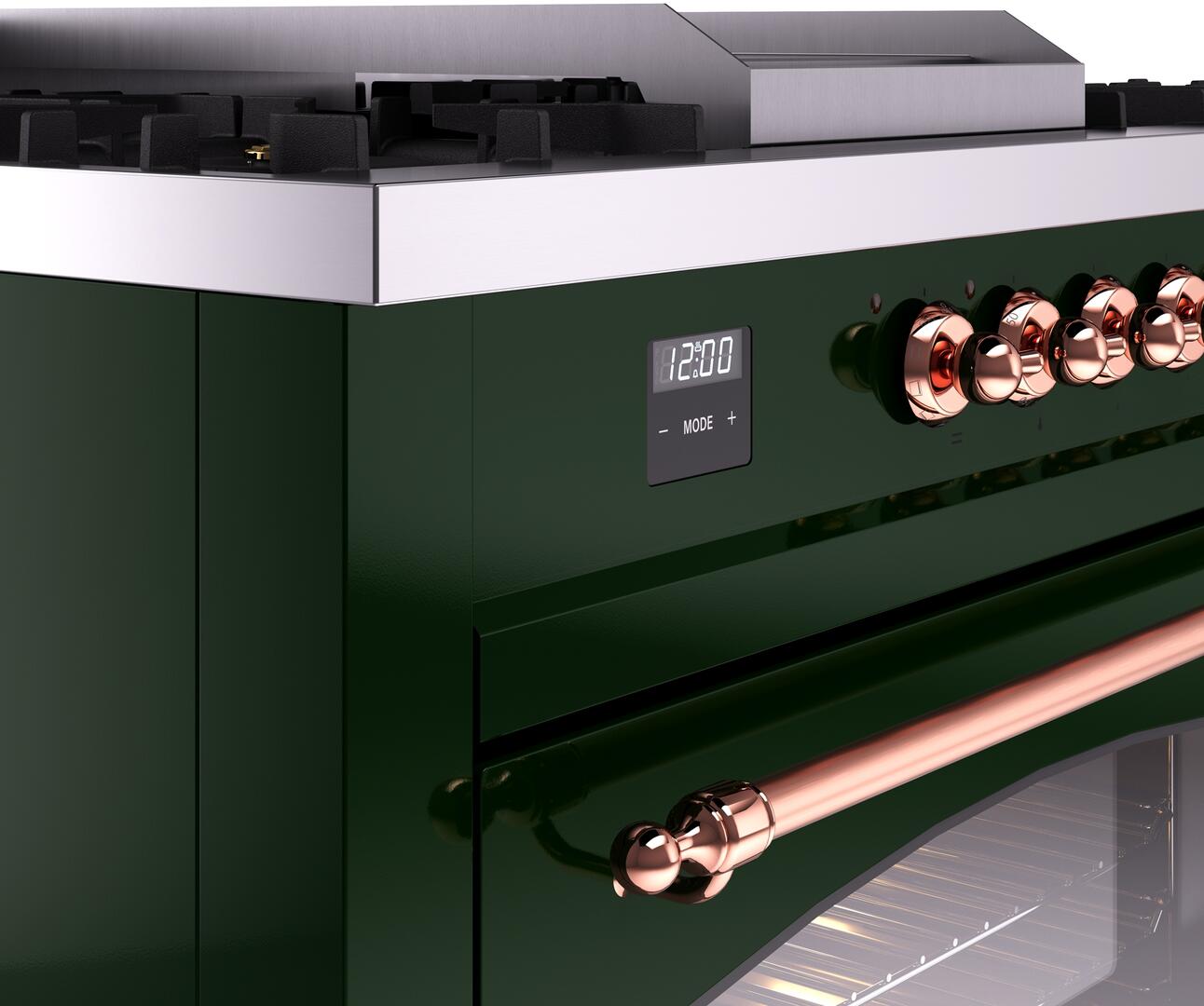 Ilve UP60FSNMPEGPLP Nostalgie Ii 60 Inch Dual Fuel Liquid Propane Freestanding Range In Emerald Green With Copper Trim