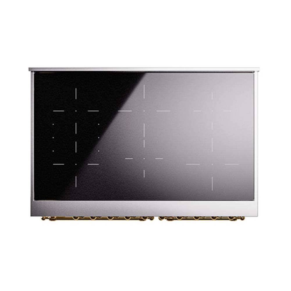 Ilve UNDI406QNMPWHG Ilve Undi406Qnmpwhg Nostalgie Ii Noblesse 40" Induction Range (Solid Door, White, Brass)