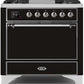 Ilve UM09FDQNS3BKC Majestic Ii 36 Inch Dual Fuel Natural Gas Freestanding Range In Glossy Black With Chrome Trim