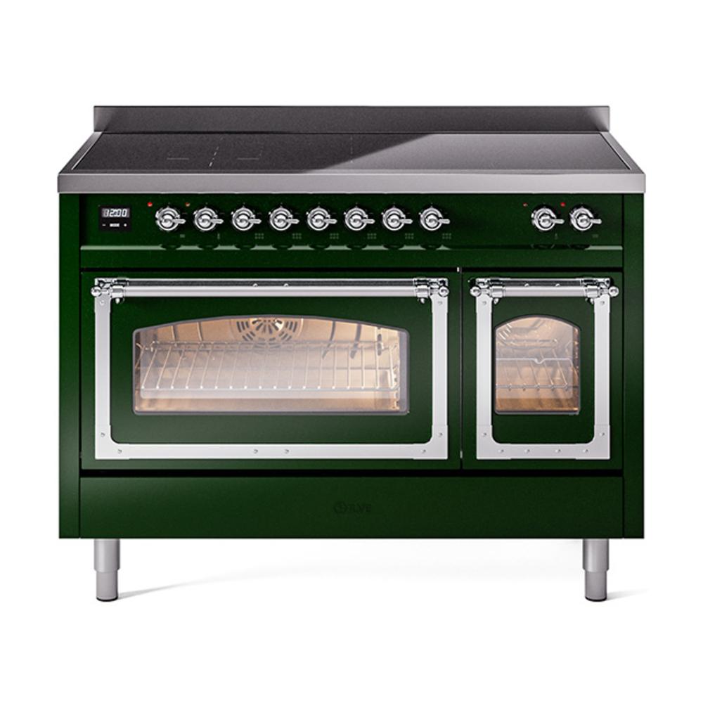 Ilve UNI486NMPEGC Ilve Uni486Nmpegc Nostalgie Ii Noblesse 48" Induction Range (Triple Glass Door, Emerald Green, Chrome)