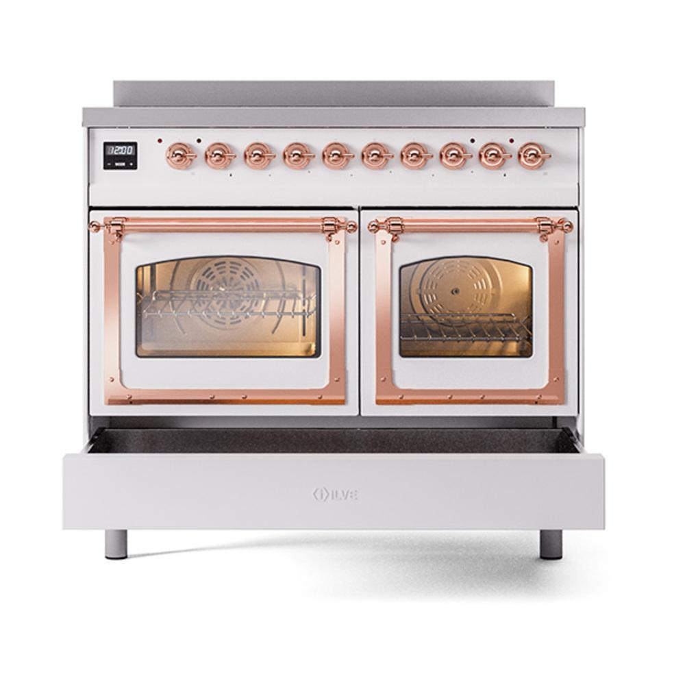 Ilve UNDI406NMPWHP Ilve Undi406Nmpwhp Nostalgie Ii Noblesse 40" Induction Range (Triple Glass Door, White, Copper)