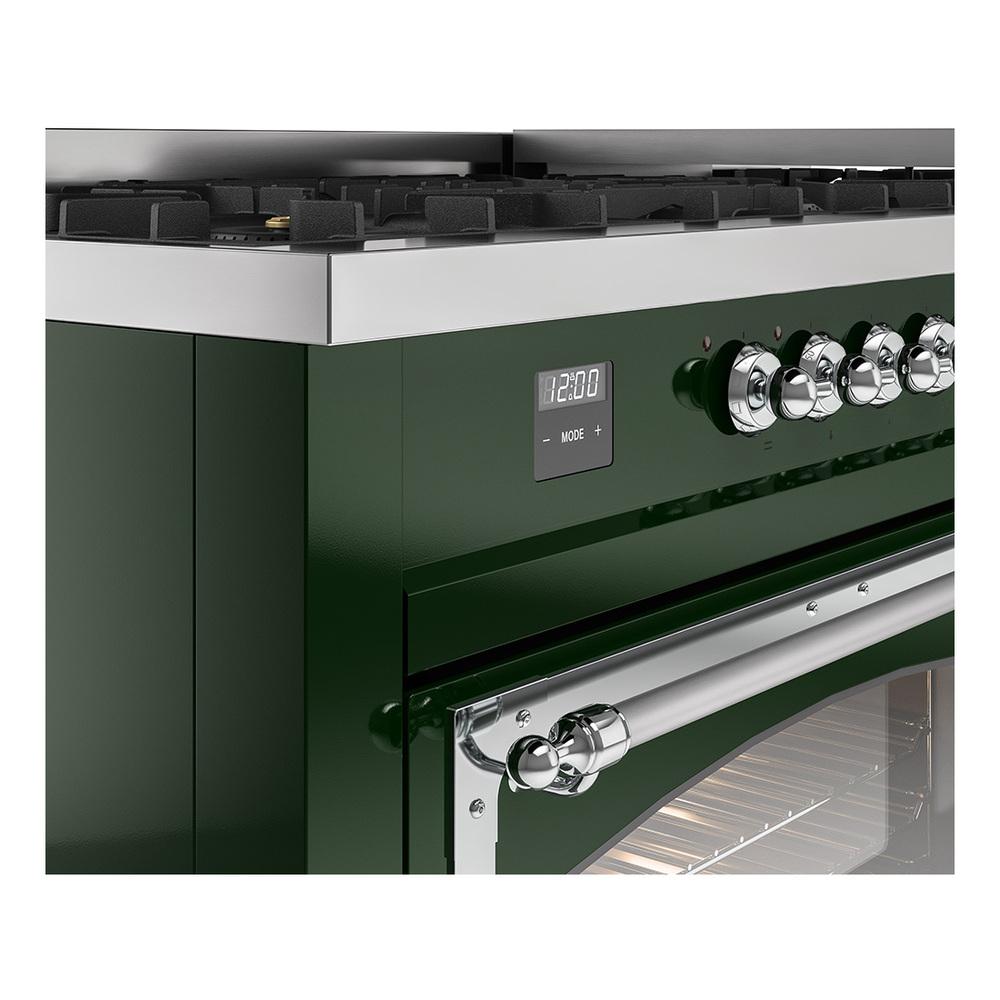 Ilve UN60FNMPEGC Ilve Un60Fnmpegc Nostalgie Ii Noblesse 60" Dual Fuel Range (9 Sealed Burners + Griddle, Natural Gas, Triple Glass Door, Emerald Green, Chrome)