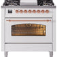 Ilve UP36FNMPWHPLP Nostalgie Ii 36 Inch Dual Fuel Liquid Propane Freestanding Range In White With Copper Trim