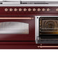 Ilve UP60FSNMPBUPLP Nostalgie Ii 60 Inch Dual Fuel Liquid Propane Freestanding Range In Burgundy With Copper Trim