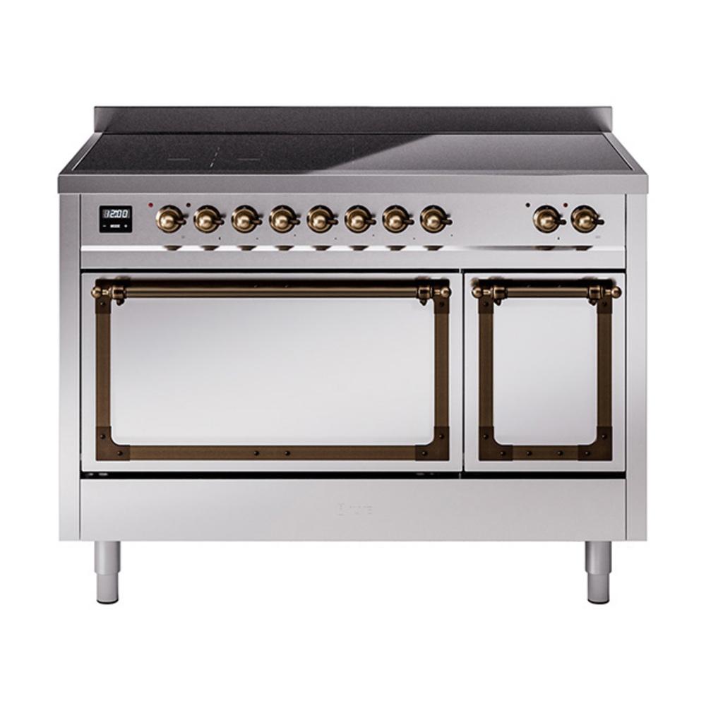 Ilve UNI486QNMPSSB Ilve Uni486Qnmpssb Nostalgie Ii Noblesse 48" Induction Range (Solid Door, Stainless Steel, Burnished)