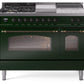 Ilve UP48FSNMPEGBLP Nostalgie Ii 48 Inch Dual Fuel Liquid Propane Freestanding Range In Emerald Green With Bronze Trim