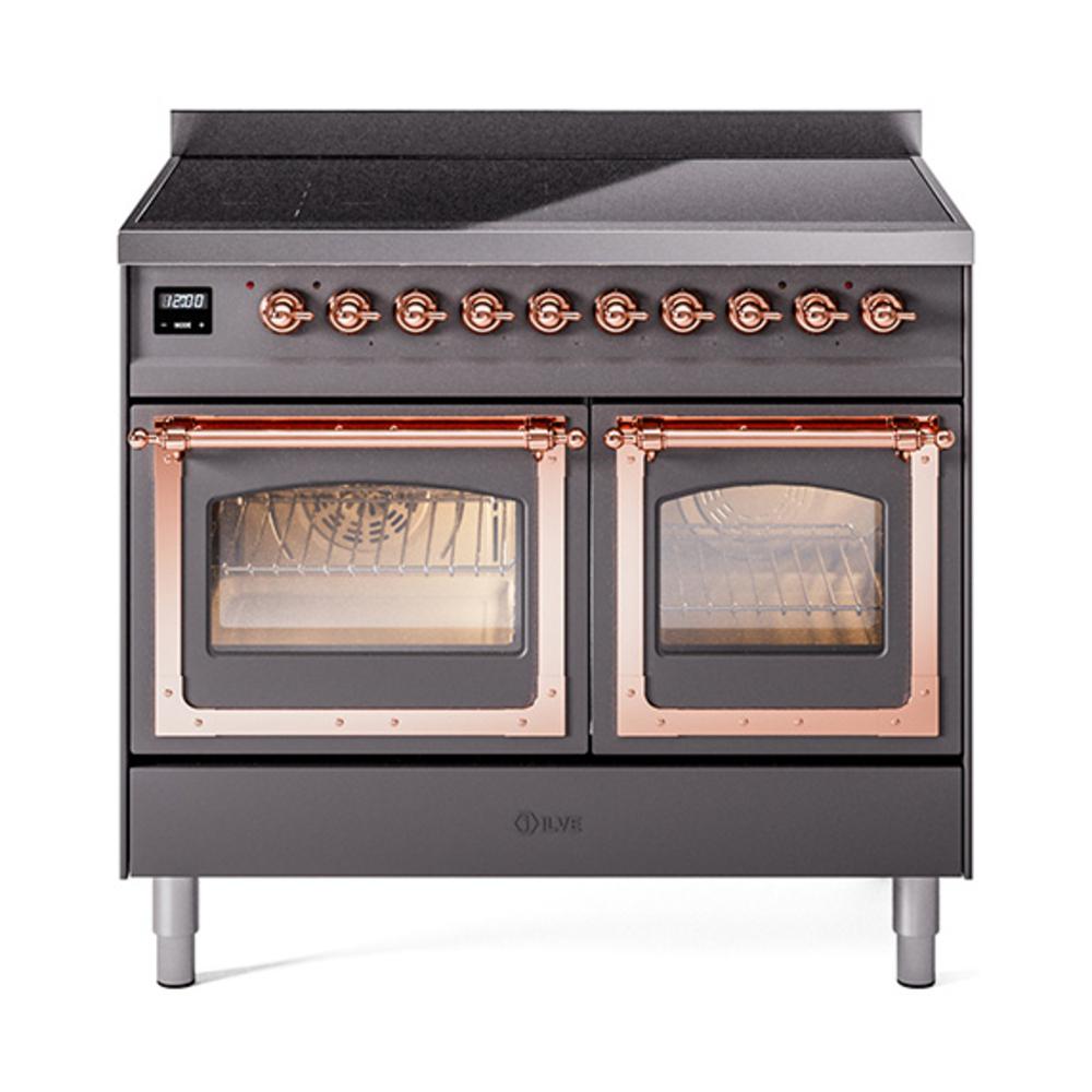 Ilve UNDI406NMPMGP Ilve Undi406Nmpmgp Nostalgie Ii Noblesse 40" Induction Range (Triple Glass Door, Graphite Matte, Copper)