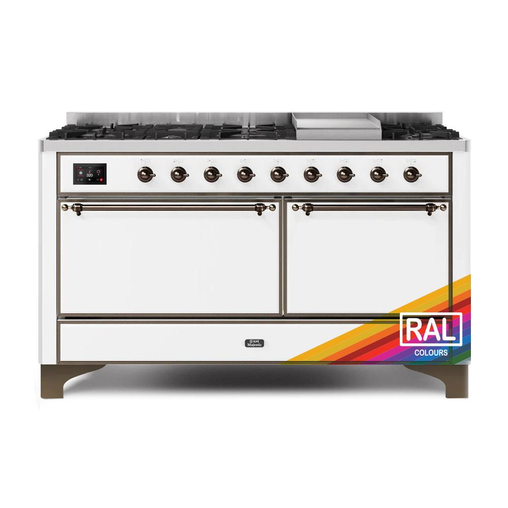 Ilve UM15FDQNS3RAB Ilve Majestic Ii 60 Um15Fdqns3Rab Freestanding Dual Fuel Range With 9 Sealed Burners Yes Double Oven With Solid Door In Ral Color With Bronze Knobs