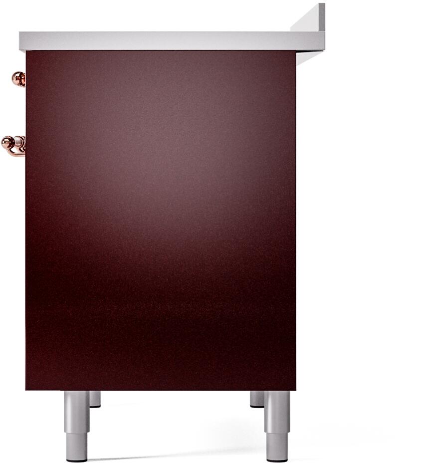 Ilve UPDI406NMPBUP Nostalgie Ii 40 Inch Electric Freestanding Range In Burgundy With Copper Trim