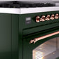 Ilve UP48FNMPEGP Nostalgie Ii 48 Inch Dual Fuel Natural Gas Freestanding Range In Emerald Green With Copper Trim