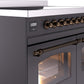 Ilve UPDI406NMPMGB Nostalgie Ii 40 Inch Electric Freestanding Range In Matte Graphite With Bronze Trim